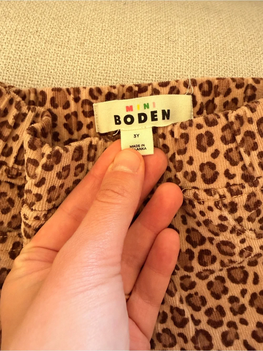 Mini Boden Toddler Girl Leopard Print Corduroy Pants